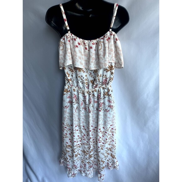American Rag Ruffles Floral Midi Dress Hi Lo Off Shoulder Boho M Prairie Cottage - Picture 5 of 9